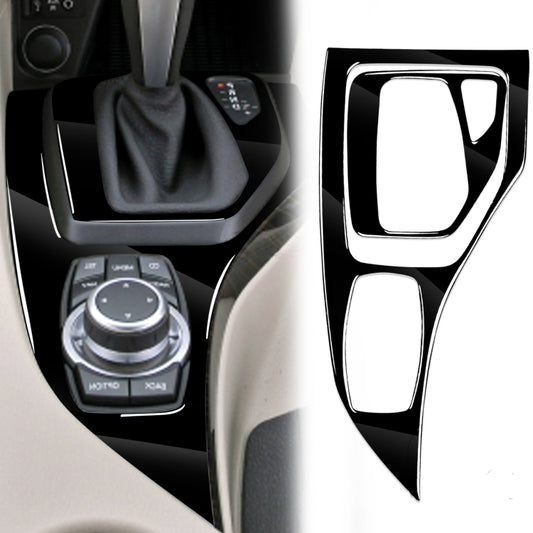 2pcs / Set Car Right Drive Gear Panel Decorative Sticker for BMW X1 E84 2011-2015(Black) - Car Interior Mouldings by buy2fix | Online Shopping UK | buy2fix