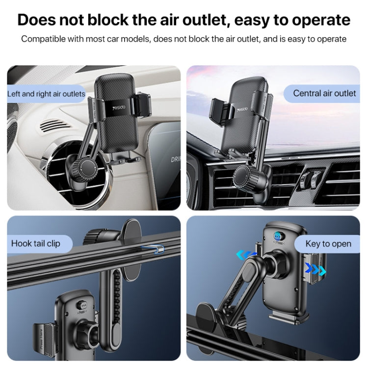 Yesido C242 Adjustable Car Air Vent Mechanical Phone Clip Holder - Universal Car Holders by Yesido | Online Shopping UK | buy2fix