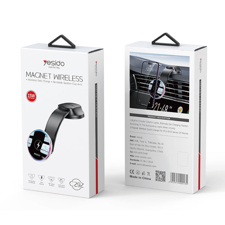 Yesido C292 15W Magnetic Suction Wireless Charging Car Holder - Wireless Charger Holders by Yesido | Online Shopping UK | buy2fix