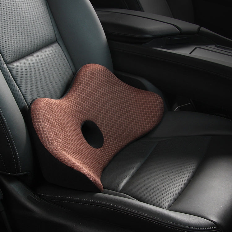 Car Memory Foam Breathable Lumbar Cushion (Brown) by buy2fix
