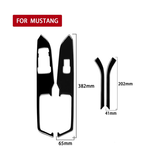 For Ford Mustang 2015-2020 4 in 1 Car Window Lift Panel Decorative Sticker, Left Drive (Black) - Car Interior Mouldings by buy2fix | Online Shopping UK | buy2fix