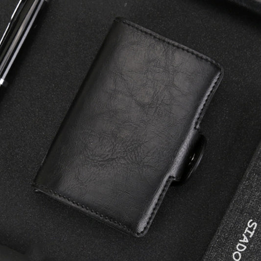 X-7 Antimagnetic RFID  Multi-functional Aluminum Crazy Horse Texture Leather Card Bag Wallet(Black) - Antimagnetic RFID Package by buy2fix | Online Shopping UK | buy2fix