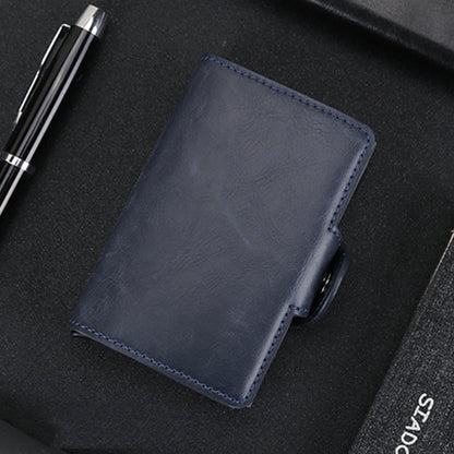 X-7 Antimagnetic RFID  Multi-functional Aluminum Crazy Horse Texture Leather Card Bag Wallet(Dark Blue) - Antimagnetic RFID Package by buy2fix | Online Shopping UK | buy2fix