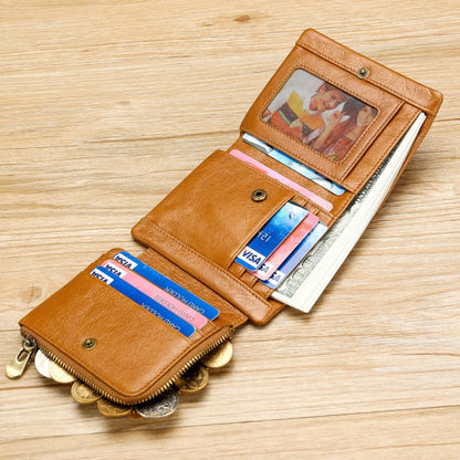 TP-191 Oil Wax Leather Multi-functional RFID Three-fold Wallet(Black) - Antimagnetic RFID Package by buy2fix | Online Shopping UK | buy2fix