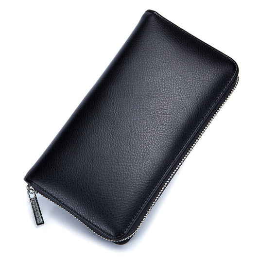 Two-Layer Cowhide Leather Organ Card Holder Multiple-Card RFID Anti-Theft Wallet Bag(Black) - Antimagnetic RFID Package by buy2fix | Online Shopping UK | buy2fix