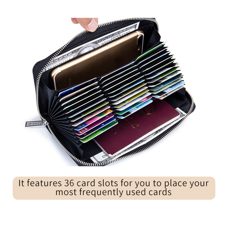 Two-Layer Cowhide Leather Organ Card Holder Multiple-Card RFID Anti-Theft Wallet Bag(Black) - Antimagnetic RFID Package by buy2fix | Online Shopping UK | buy2fix