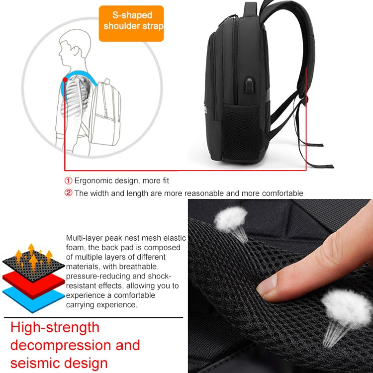 cxs-621 Multifunctional Oxford Laptop Bag Backpack (Black) by buy2fix