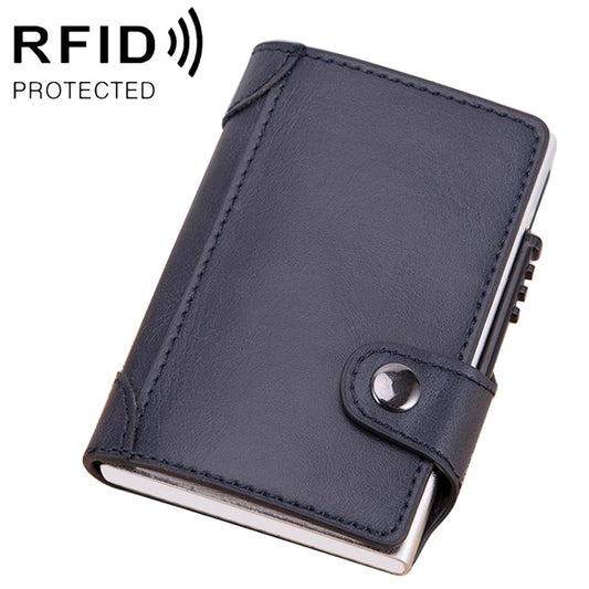 X-51 Automatically Pop-up Card Type Anti-magnetic RFID Anti-theft PU Leather Wallet with Card Slots(Blue) - Antimagnetic RFID Package by buy2fix | Online Shopping UK | buy2fix