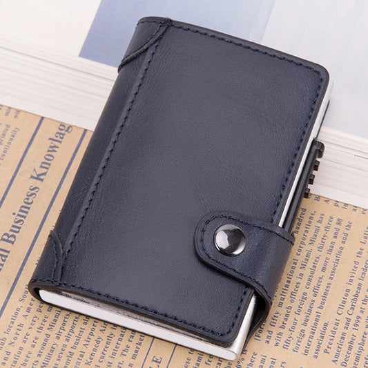 X-51 Automatically Pop-up Card Type Anti-magnetic RFID Anti-theft PU Leather Wallet with Card Slots(Blue) - Antimagnetic RFID Package by buy2fix | Online Shopping UK | buy2fix