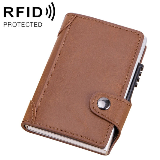 X-51 Automatically Pop-up Card Type Anti-magnetic RFID Anti-theft PU Leather Wallet with Card Slots(Apricot) - Antimagnetic RFID Package by buy2fix | Online Shopping UK | buy2fix