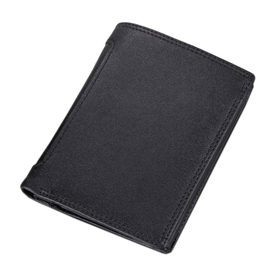 Genuine Cowhide Leather 3-folding Card Holder Wallet RFID Blocking Card Bag Protect Case for Men, Size: 13*10.2*2.5cm - Antimagnetic RFID Package by buy2fix | Online Shopping UK | buy2fix