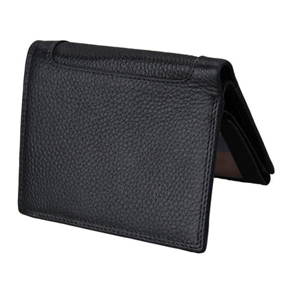 Genuine Cowhide Leather 3-folding Card Holder Wallet RFID Blocking Card Bag Protect Case for Men, Size: 13*10.2*2.5cm(Black) - Antimagnetic RFID Package by buy2fix | Online Shopping UK | buy2fix