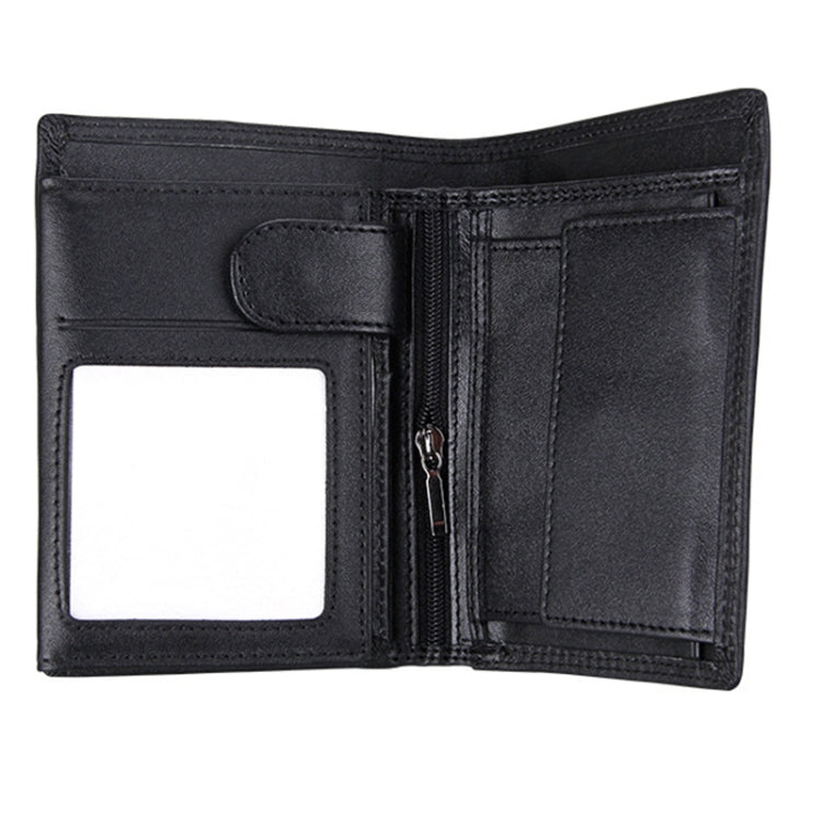 Genuine Cowhide Leather 3-folding Card Holder Wallet RFID Blocking Card Bag Protect Case for Men, Size: 13*10.2*2.5cm(Black) - Antimagnetic RFID Package by buy2fix | Online Shopping UK | buy2fix