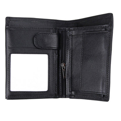 Genuine Cowhide Leather 3-folding Card Holder Wallet RFID Blocking Card Bag Protect Case for Men, Size: 13*10.2*2.5cm(Black) - Antimagnetic RFID Package by buy2fix | Online Shopping UK | buy2fix