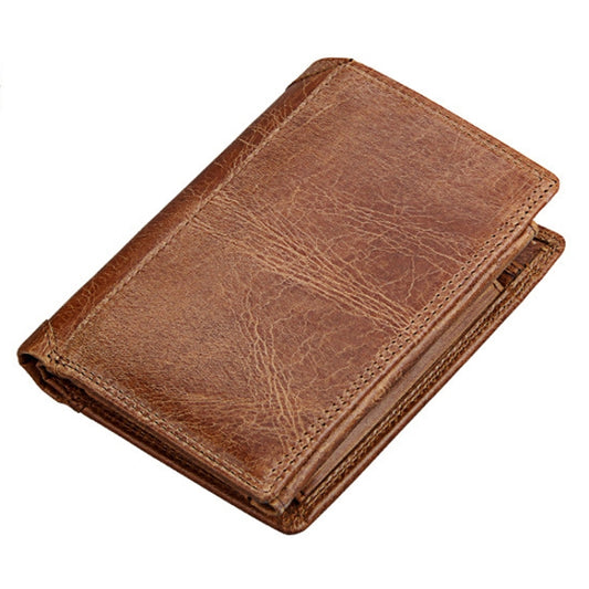 Genuine Cowhide Leather 3-folding Card Holder Wallet RFID Blocking Card Bag Protect Case for Men, Size: 13*10.2*2.5cm(Brown) - Antimagnetic RFID Package by buy2fix | Online Shopping UK | buy2fix