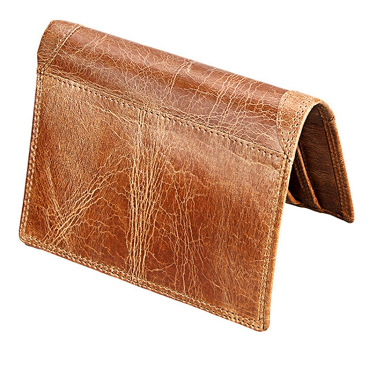 Genuine Cowhide Leather 3-folding Card Holder Wallet RFID Blocking Card Bag Protect Case for Men, Size: 13*10.2*2.5cm(Brown) - Antimagnetic RFID Package by buy2fix | Online Shopping UK | buy2fix