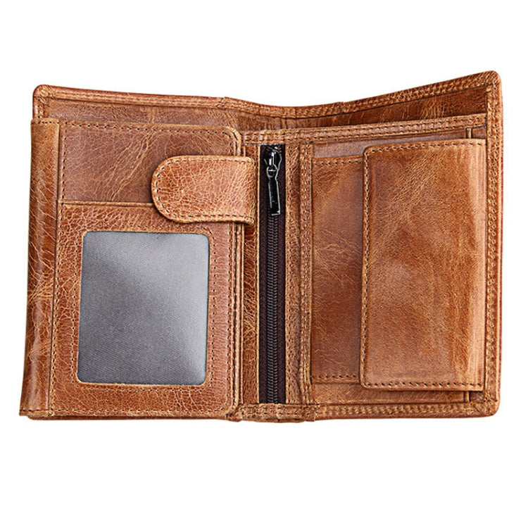 Genuine Cowhide Leather 3-folding Card Holder Wallet RFID Blocking Card Bag Protect Case for Men, Size: 13*10.2*2.5cm(Brown) - Antimagnetic RFID Package by buy2fix | Online Shopping UK | buy2fix