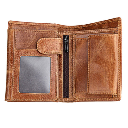 Genuine Cowhide Leather 3-folding Card Holder Wallet RFID Blocking Card Bag Protect Case for Men, Size: 13*10.2*2.5cm(Brown) - Antimagnetic RFID Package by buy2fix | Online Shopping UK | buy2fix