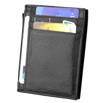 Cowhide Leather Solid Color Zipper Card Holder Wallet RFID Blocking Coin Purse Card Bag Protect Case, Size: 11*8*1.5cm (Black) - Antimagnetic RFID Package by buy2fix | Online Shopping UK | buy2fix