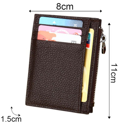 Cowhide Leather Solid Color Zipper Card Holder Wallet RFID Blocking Coin Purse Card Bag Protect Case, Size: 11*8*1.5cm (Black) - Antimagnetic RFID Package by buy2fix | Online Shopping UK | buy2fix