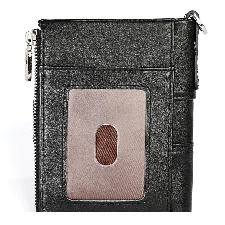 3529 Retro Crazy Horse Texture Double Zipper Anti-magnetic RFID Wallet for Man with Card Slots (Black) - Antimagnetic RFID Package by buy2fix | Online Shopping UK | buy2fix