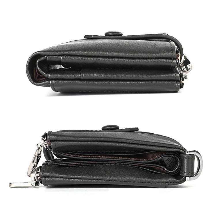 3529 Retro Crazy Horse Texture Double Zipper Anti-magnetic RFID Wallet for Man with Card Slots (Black) - Antimagnetic RFID Package by buy2fix | Online Shopping UK | buy2fix