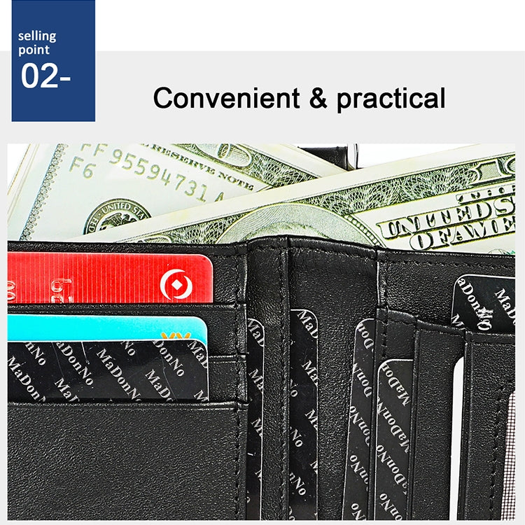 3529 Retro Crazy Horse Texture Double Zipper Anti-magnetic RFID Wallet for Man with Card Slots (Black) - Antimagnetic RFID Package by buy2fix | Online Shopping UK | buy2fix