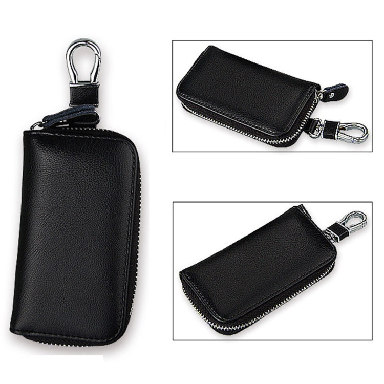 9092 Business Style Multifunctional Genuine Leather Zipper Car Key Bag(Black) by buy2fix