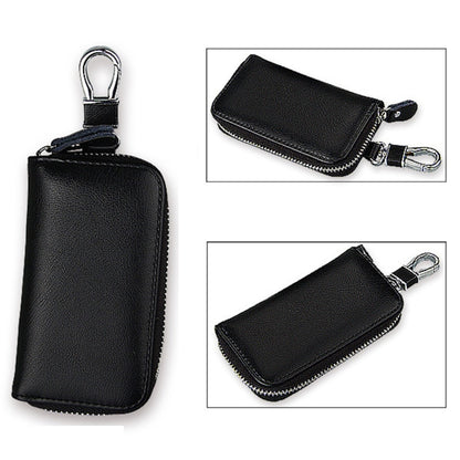 9092 Business Style Multifunctional Genuine Leather Zipper Car Key Bag(Black) by buy2fix