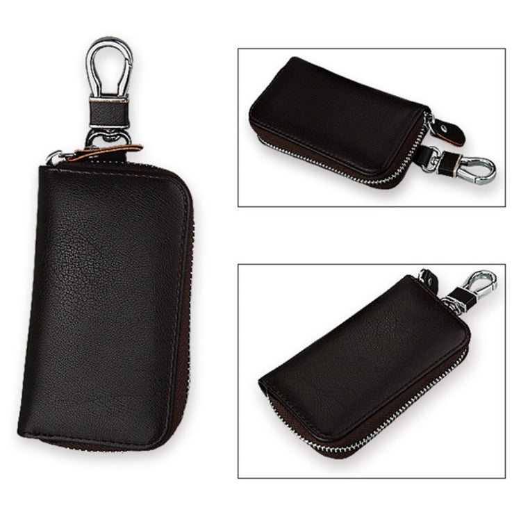 9092 Business Style Multifunctional Genuine Leather Zipper Car Key Bag(Coffee) by buy2fix