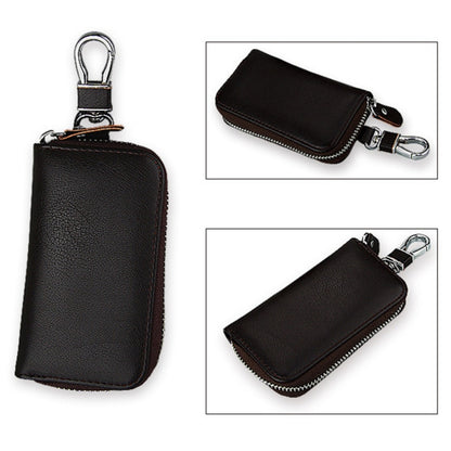 9092 Business Style Multifunctional Genuine Leather Zipper Car Key Bag(Coffee) by buy2fix