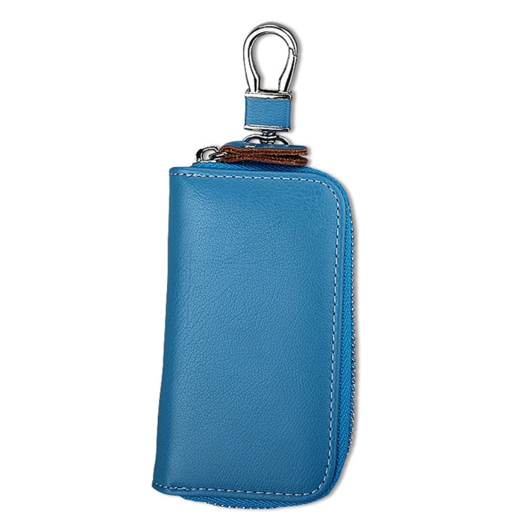 9092 Business Style Multifunctional Genuine Leather Zipper Car Key Bag(Blue) by buy2fix