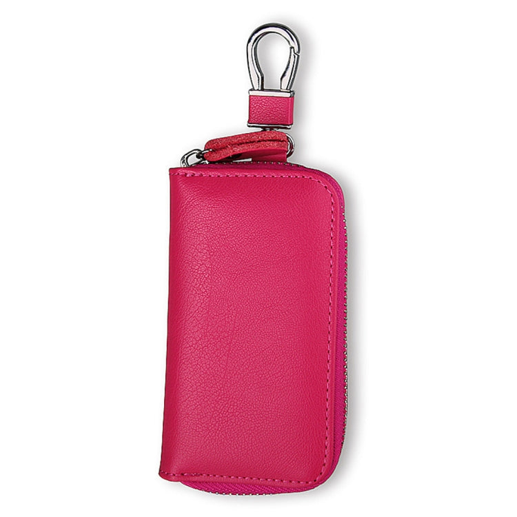 9092 Business Style Multifunctional Genuine Leather Zipper Car Key Bag(Magenta) by buy2fix