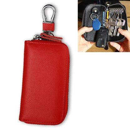 9092 Business Style Multifunctional Genuine Leather Zipper Car Key Bag(Red) by buy2fix