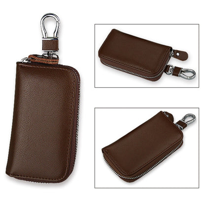 9092 Business Style Multifunctional Genuine Leather Zipper Car Key Bag(Brown) by buy2fix