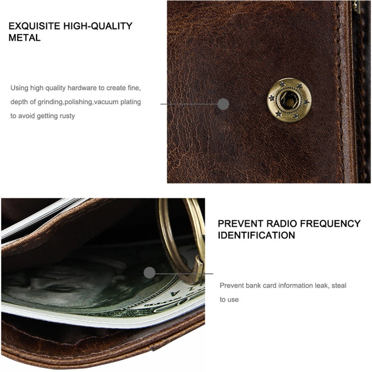 8231 Antimagnetic RFID Men Fashion Crazy Horse Textyure Genuine Leather Wallet Card Bag(Coffee) - Antimagnetic RFID Package by buy2fix | Online Shopping UK | buy2fix