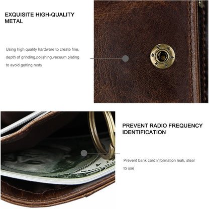 8231 Antimagnetic RFID Men Fashion Crazy Horse Textyure Genuine Leather Wallet Card Bag(Coffee) - Antimagnetic RFID Package by buy2fix | Online Shopping UK | buy2fix