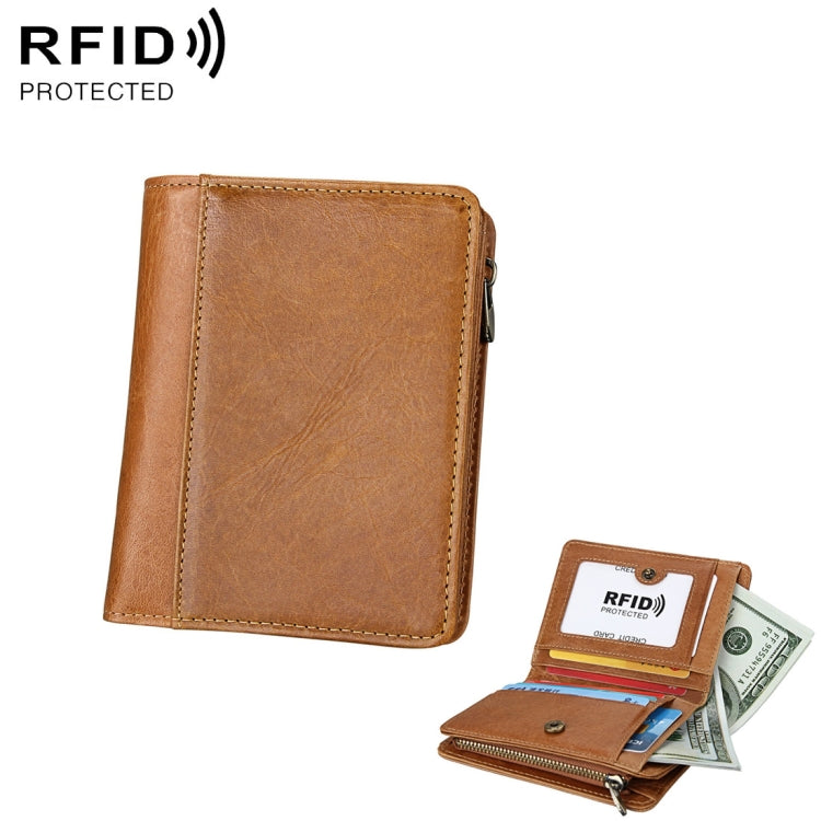8231 Antimagnetic RFID Men Fashion Crazy Horse Textyure Genuine Leather Wallet Card Bag(Brown) - Antimagnetic RFID Package by buy2fix | Online Shopping UK | buy2fix