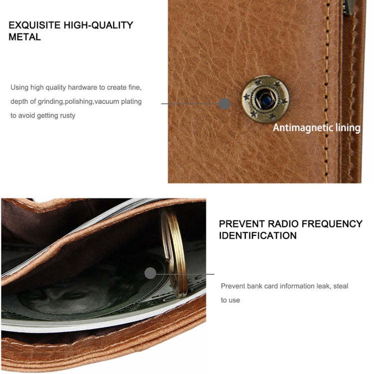 8231 Antimagnetic RFID Men Fashion Crazy Horse Textyure Genuine Leather Wallet Card Bag(Brown) - Antimagnetic RFID Package by buy2fix | Online Shopping UK | buy2fix