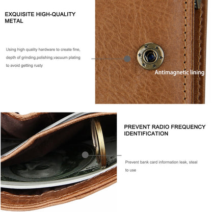 8231 Antimagnetic RFID Men Fashion Crazy Horse Textyure Genuine Leather Wallet Card Bag(Brown) - Antimagnetic RFID Package by buy2fix | Online Shopping UK | buy2fix