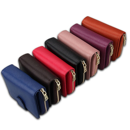KB132 Female Style Full Grain Cow Leather Multifunctional RFID Wallet/ Card Bag/ Driving License Package(Blue) - Wallets by buy2fix | Online Shopping UK | buy2fix