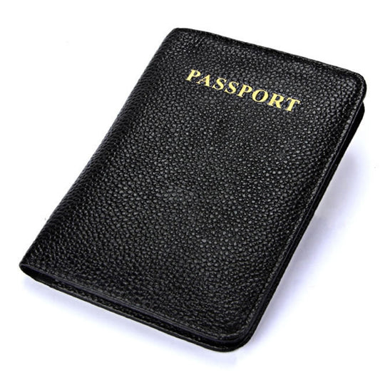 Litchi Texture Multifunctional Genuine Leather Passport Package for travel(Black)