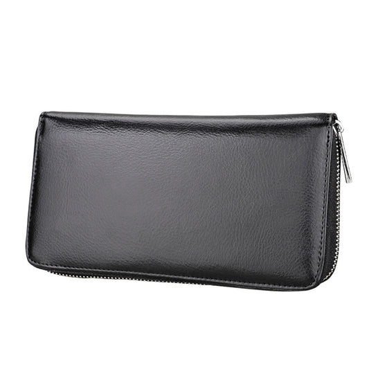 Antimagnetic RFID Large Capacity Long Style Genuine Leather Passport Package / Multifunctional and Many Card Slots Card Package(Black) - Antimagnetic RFID Package by buy2fix | Online Shopping UK | buy2fix