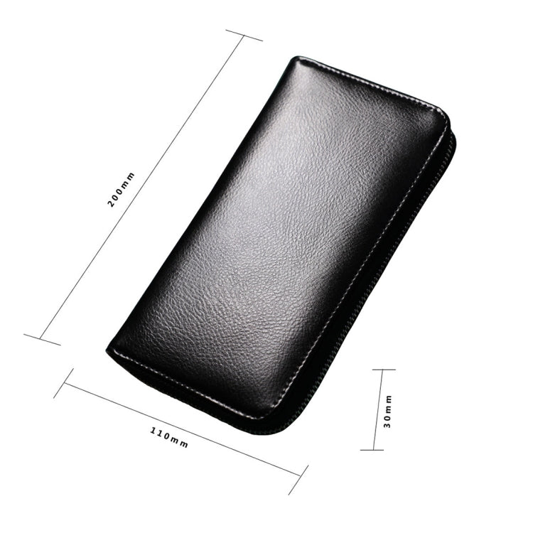 Antimagnetic RFID Large Capacity Long Style Genuine Leather Passport Package / Multifunctional and Many Card Slots Card Package(Black) - Antimagnetic RFID Package by buy2fix | Online Shopping UK | buy2fix