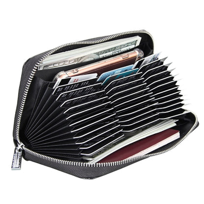 Antimagnetic RFID Large Capacity Long Style Genuine Leather Passport Package / Multifunctional and Many Card Slots Card Package(Black) - Antimagnetic RFID Package by buy2fix | Online Shopping UK | buy2fix
