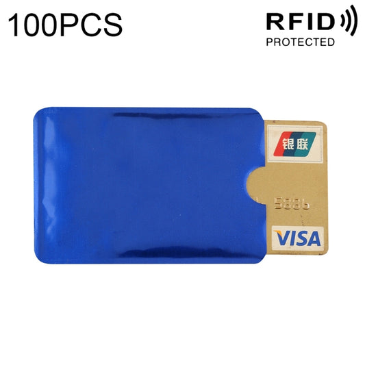 100pcs Aluminum Foil RFID Blocking Credit Card ID Bank Card Case Card Holder Cover, Size: 9 x 6.3cm (Blue) - Antimagnetic RFID Package by buy2fix | Online Shopping UK | buy2fix