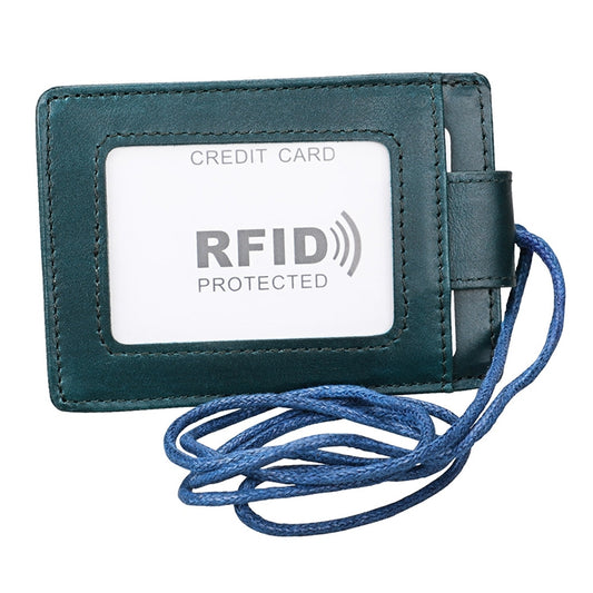 KB153 Antimagnetic RFID Leather Card Holder ID Card Badge with Lanyard(Blue) - Antimagnetic RFID Package by buy2fix | Online Shopping UK | buy2fix