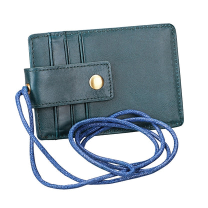 KB153 Antimagnetic RFID Leather Card Holder ID Card Badge with Lanyard(Blue) - Antimagnetic RFID Package by buy2fix | Online Shopping UK | buy2fix