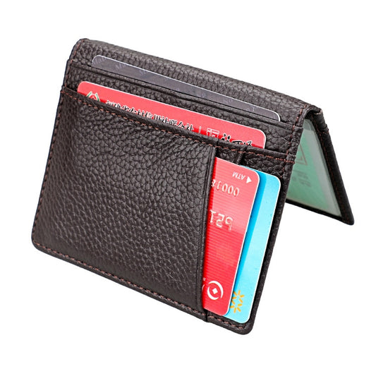 KB173 Ultrathin Litchi Texture Leather Card Holder Certificate Bag(Coffee) - Card & Passport Bags by buy2fix | Online Shopping UK | buy2fix