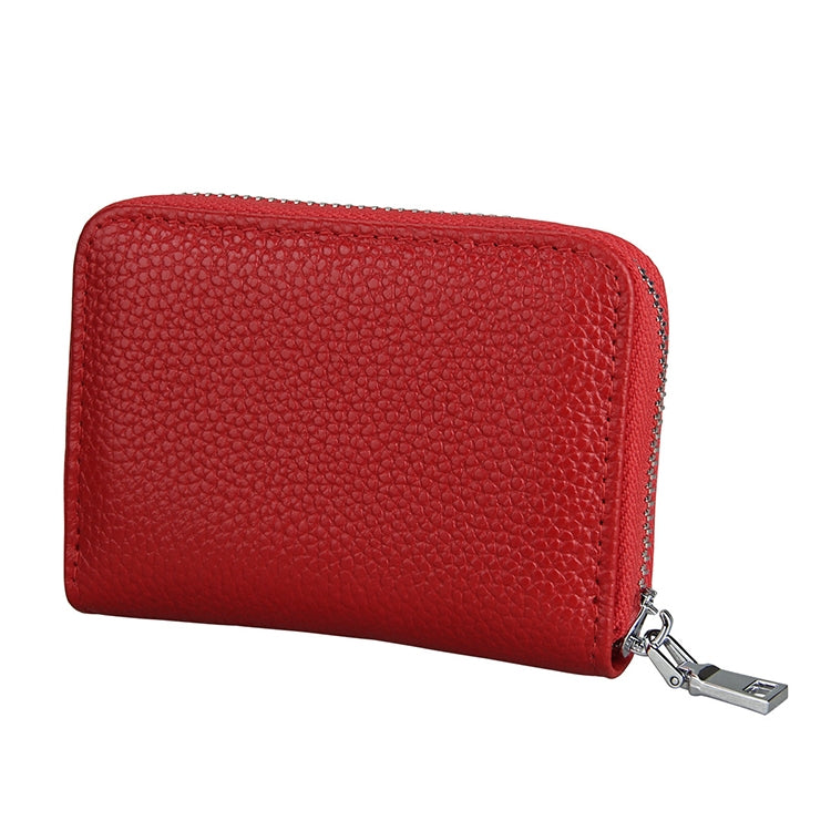KB205 Antimagnetic RFID Litchi Texture Leather Zipper Large-capacity Card Holder Wallet(Red) - Antimagnetic RFID Package by buy2fix | Online Shopping UK | buy2fix